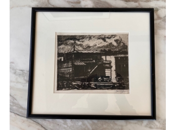 Harry Hering Mid Century Black And White Etching